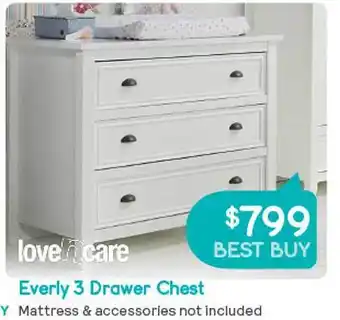 Baby Bunting Lovencare everly 3 drawer chest offer