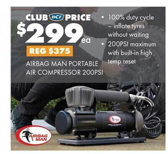 Airbag man portable air compressor 200psi offer at BCF