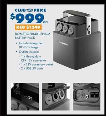 BCF Dometic plb40 lithium battery pack offer