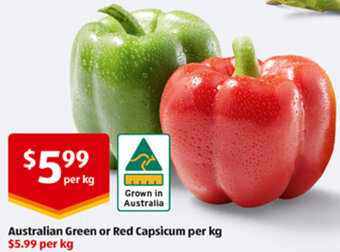 ALDI Australian Green or Red Capsicum per kg offer