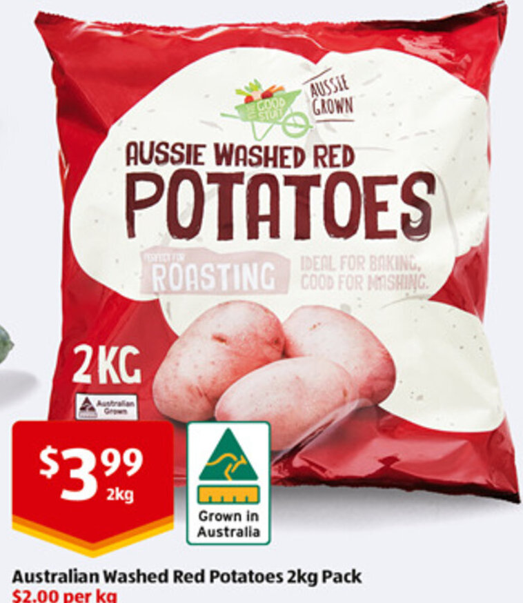 Australian Washed Red Potatoes 2kg Pack offer at ALDI