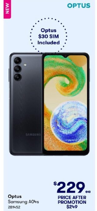 BIG W Optus Samsung A04s offer