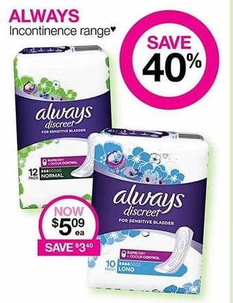 Priceline Always incontinence range offer