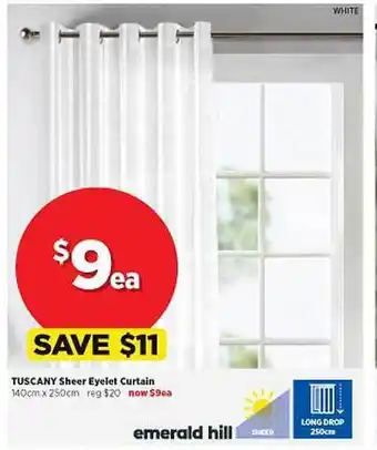 Spotlight Emerald hill tuscany sheer eyelet curtain offer