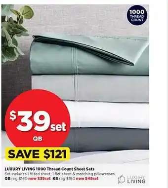 Spotlight Luxury living 1000 thread count sheet sets offer