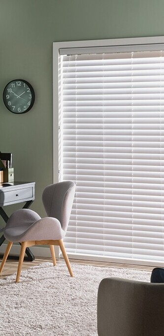 Spotlight 50% off 50mm white ready to hang faux wood venetian blinds offer
