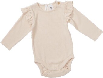 BIG W Dymples long sleeve frilly rib bodysuit - beige offer