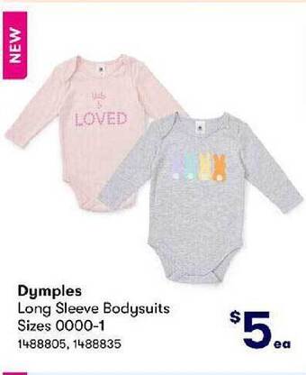 BIG W Dymples long sleeve bodysuits offer