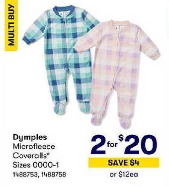 BIG W Dymples microfleece coveralls offer