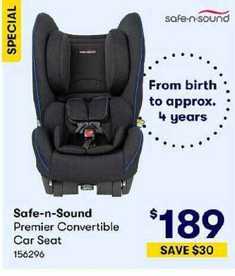 BIG W Safe-n-sound premier convertible car seat offer