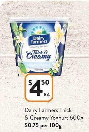 Foodworks Dairy farmers thick & creamy yoghurt offer