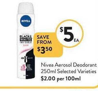 Foodworks Nivea aerosol deodorant offer