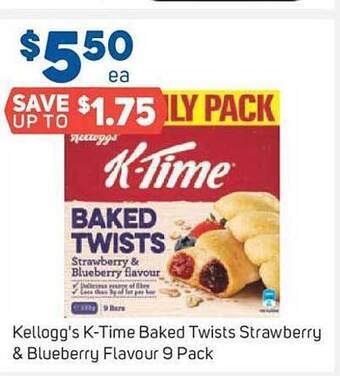 Kellogg's k-time baked twists strawberry & blueberry flavour