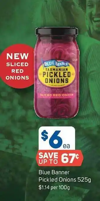 Foodland Blue banner pickled onions offer