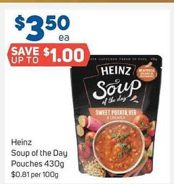 Foodland Heinz soup of the day pouches offer