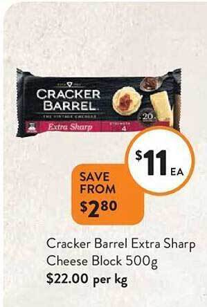 Foodworks Cracker barrel extra sharp cheese block offer
