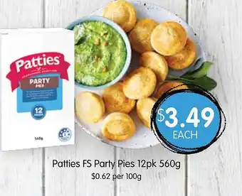 Patties fs party pies 12pk