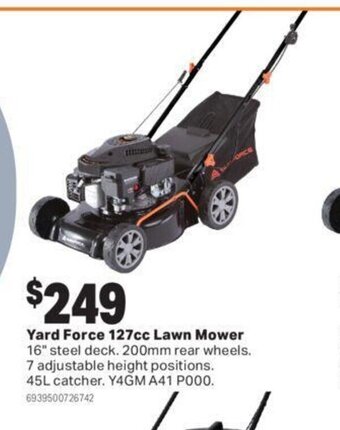 Mitre 10 Yard force 127cc lawn mower offer