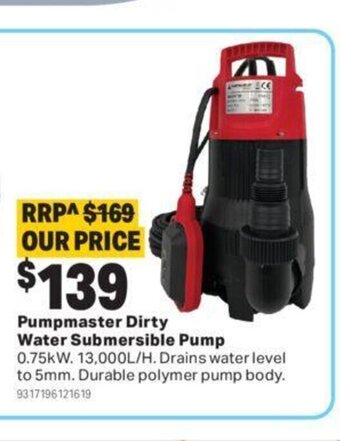 Mitre 10 Pumpmaster dirty water submersible pump offer