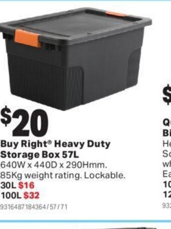 Mitre 10 Buy right heavy duty storage box 57l offer
