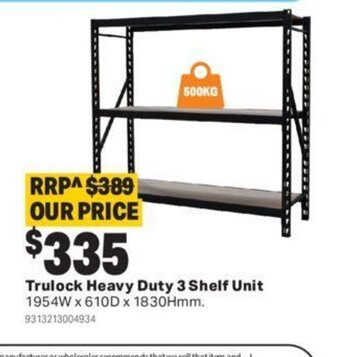 Mitre 10 Trulock heavy duty 3 shelf unit offer