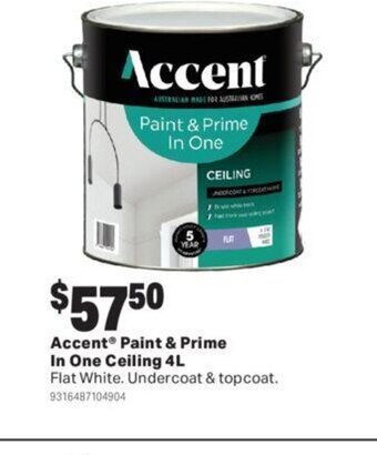 Mitre 10 Accent Paint & Prime in one ceiling 4L offer