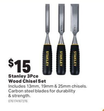 Mitre 10 Stanley 3 pce wood chisel set offer