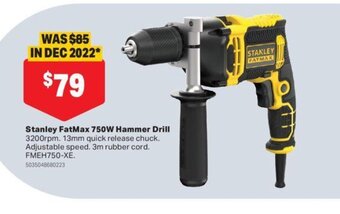 Mitre 10 Stanley fatmax 750w hammer drill offer