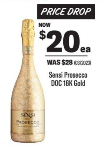 Liquorland Sensi prosecco DOC 18k Gold offer