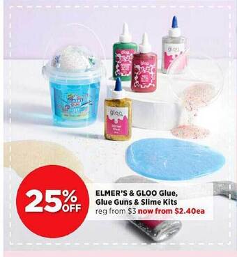 Spotlight Elmer's & gloo glue, glue guns & slime kits offer