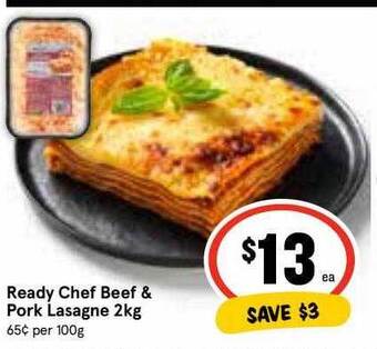 Ritchies Ready chef beef & pork lasagne offer