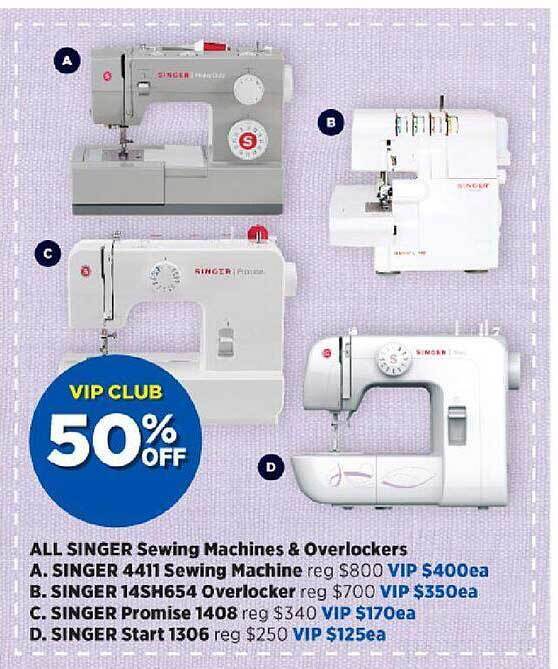 Singer sewing machines & overclockers offer at Spotlight