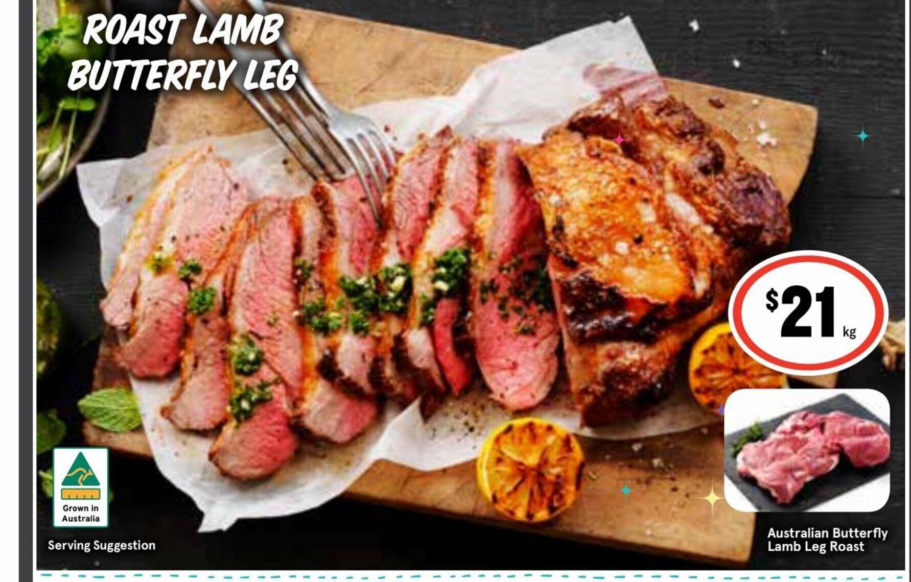 Roast lamb butterly leg offer at IGA