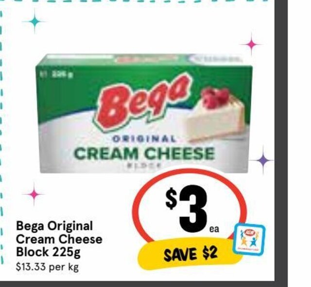 Bega Original Cream Cheese Block 225g offer at IGA