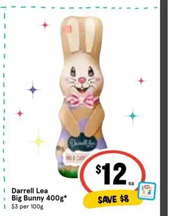IGA Darrell Lea Big Bunny 400g* offer
