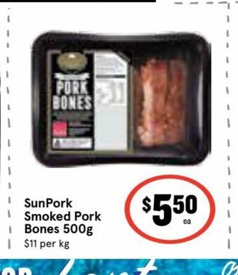 IGA SunPork Smoked Pork Bones 500g offer