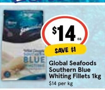 IGA Global Seafoods Southern Blue Whiting Fillets 1kg offer