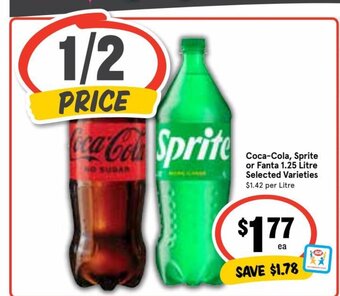 IGA Coca-Cola, Sprite or Fanta 1.25 Litre Selected Varieties offer