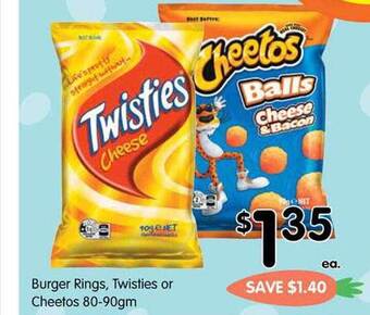 Spar Burger rings, twisties or cheetos offer