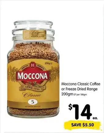 Spar Moccona classic coffee or freeze dried range offer