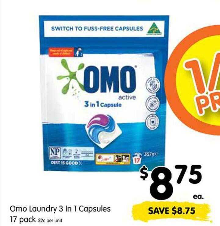 Omo laundry 3 in 1 capsules offer at Spar