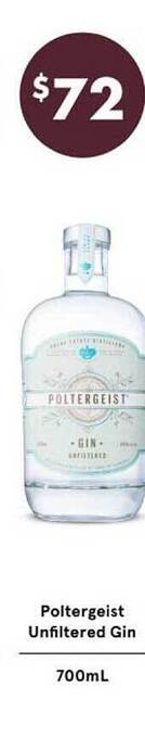 Vintage Cellars Poltergeist unfiltered gin offer