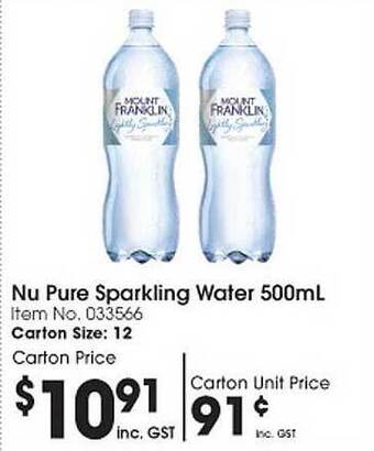 Campbells Wholesale Nu pure sparkling water offer