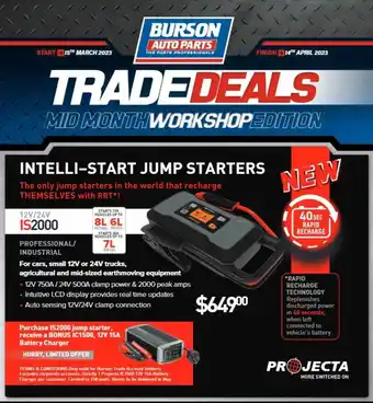 Burson Auto Parts Projecta intelli-start jump starters offer