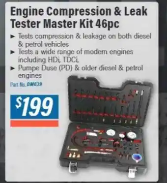 Engine compression & leak tester master kit 46pc