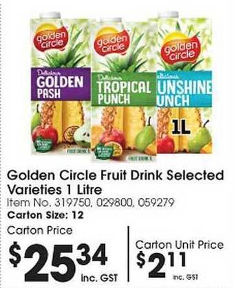 Campbells Wholesale Golden circle fruit drink offer