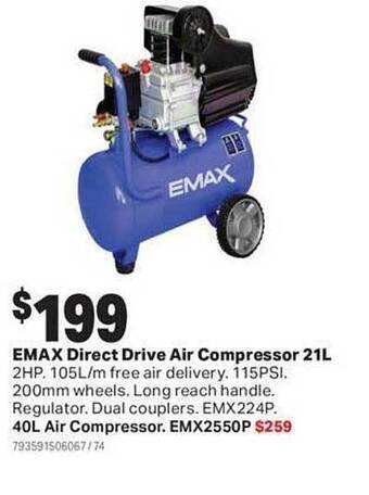 Mitre 10 Emax direct drive air compressor offer