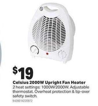 Mitre 10 Celsius 2000w upright fan heater offer