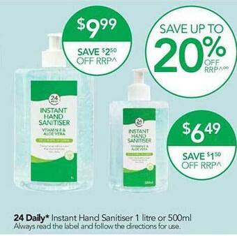 Terry White 24 daily instant hand sanitiser offer
