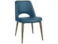 LivingStyles Albury Commercial Grade Vinyl Dining Chair, Slim Metal Leg, Blue / Brass offer